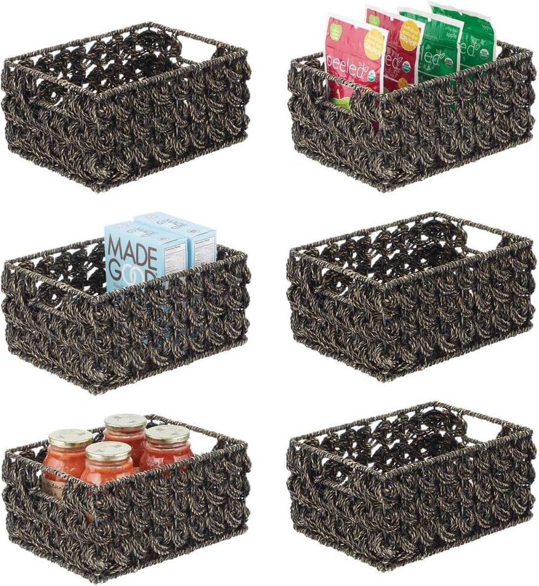 Goodivery ® Stijlvolle Opbergmanden Set van 6 voor Kast, Plank en Meer - Bruin Gewassen
