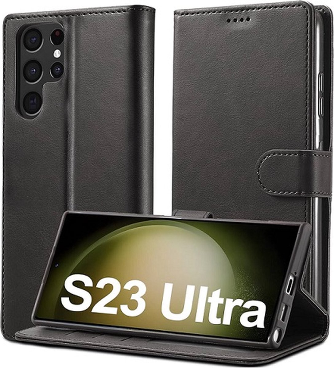 Samsung S23 Ultra Hoesje Met Pasjeshouder Bookcase Zwart