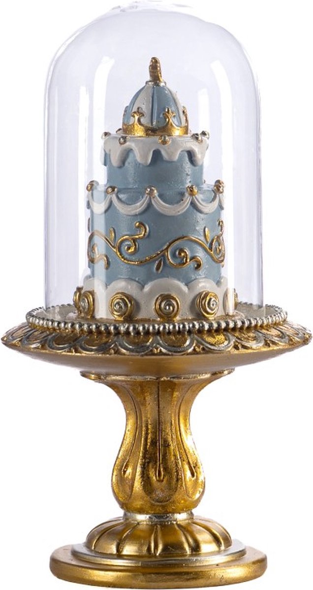 Goodwill Taart op Serveer Tray Glas Blauw-Goud H 21 cm