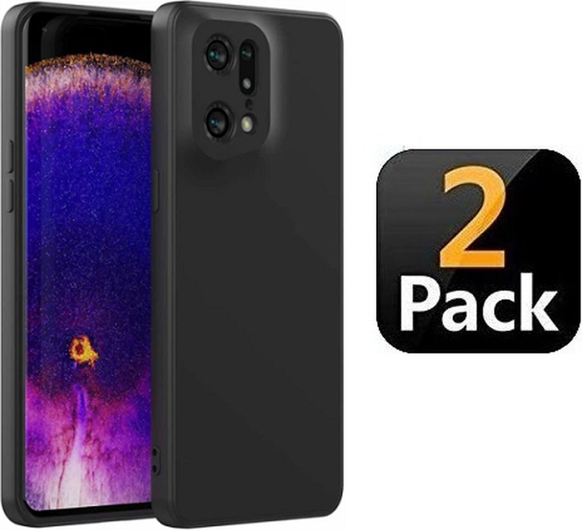 Oppo Find X5 Pro Hoesje Siliconen TPU Zwart 2x