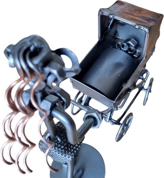 Moeder met kinderwagen-metaal kunst-metaal beeld-baby-moederschap-familie-gezin-het best cadeau-uniek-verjaardag-sinterklas gift-kerst-geschenk