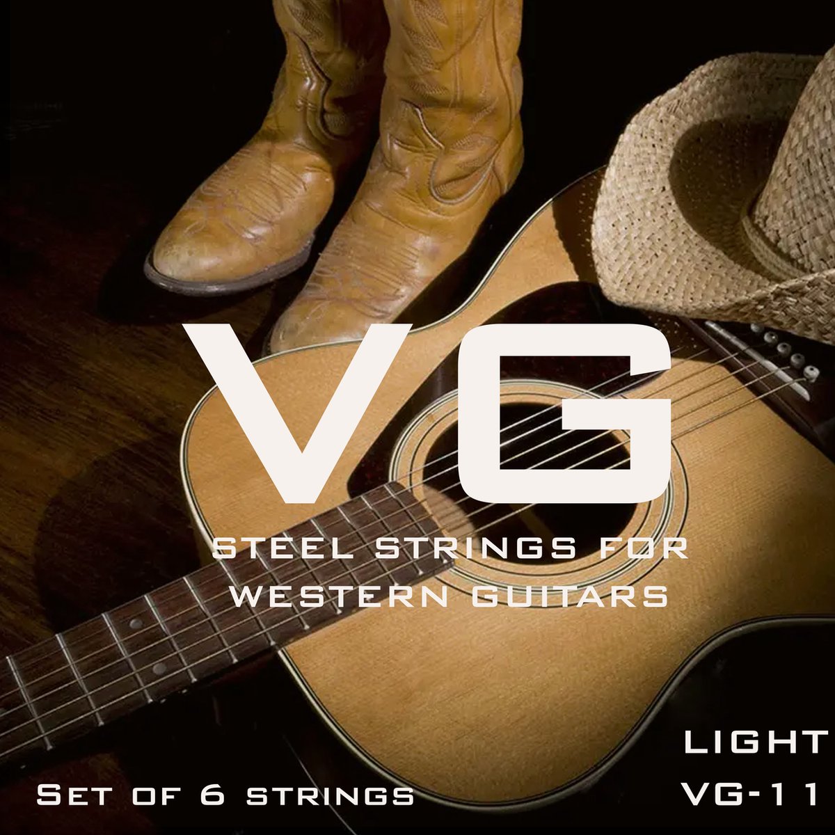 VG western - Set van 6 Gitaarsnaren voor Western Akoestische Gitaar - Snarenset - Stalen Snaren - 6 Snaren