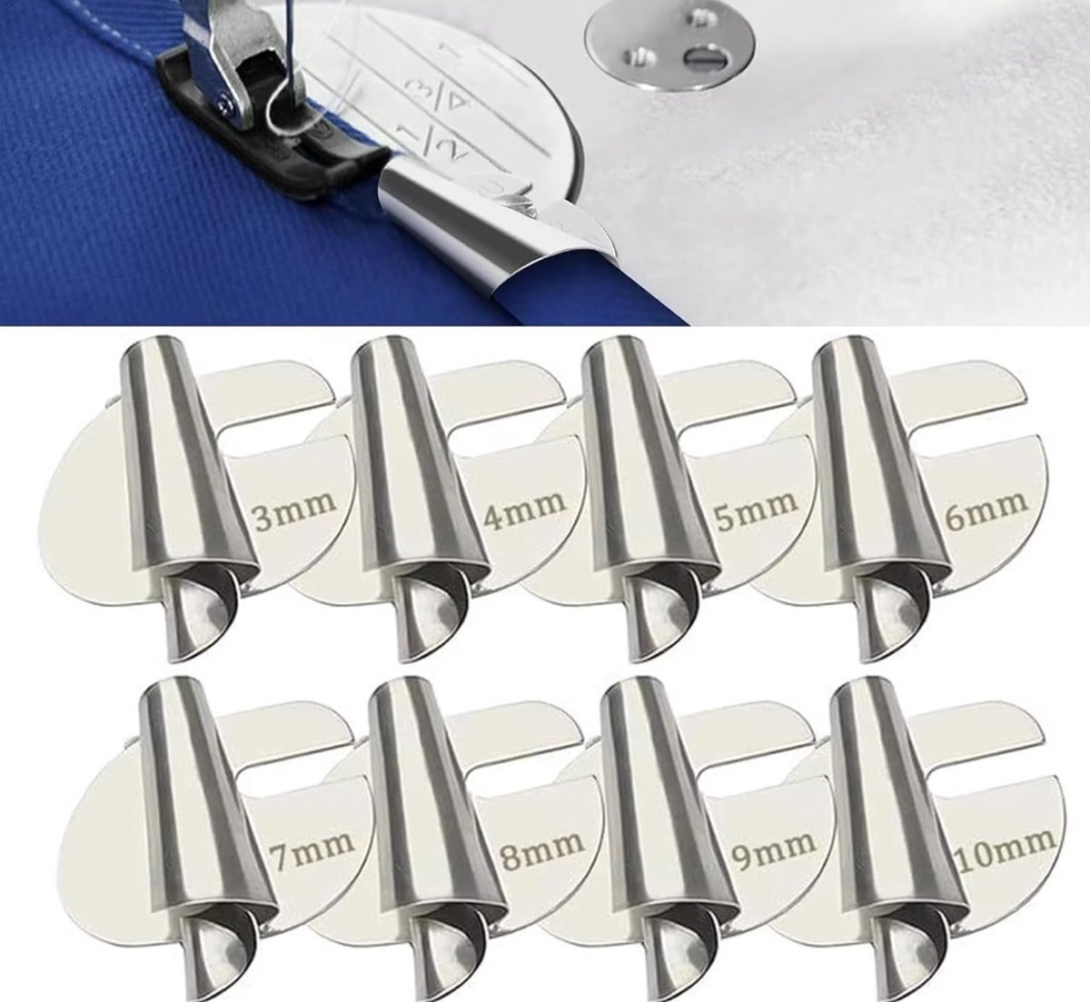 8 Pièces Pied De Biche Machine A Coudre 3mm-10mm Pied Ourlet