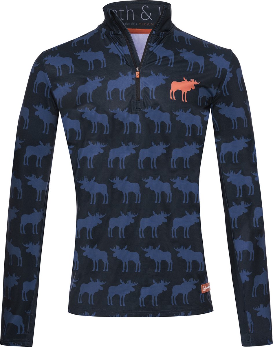 Gareth & Lucas Skipully The Eighty Heren 100% Gerecycled Polyester Midlayer Sportshirt Wintersport Oranje