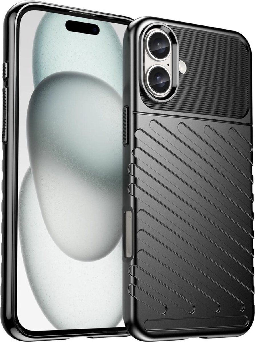 Coverup Hoesje - Geschikt voor iPhone 16 Hoesje - Coverup Rugged Shield TPU Back Cover - Zwart