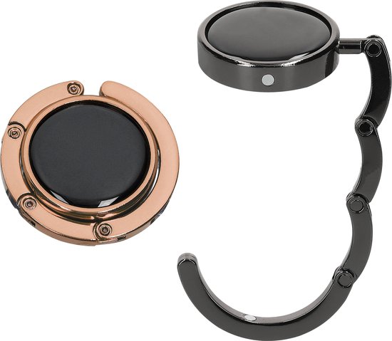 Foto: Kwmobile tassenhaken voor tafel set van 2 draagbare tashangers opvouwbare tassenhangers voor tafel met leuk design in zwart wit zilver