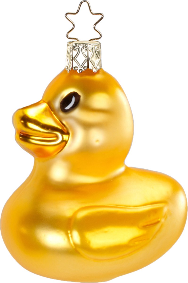 Inge Glas - Kerstornament - Gele Badeend - 7.5cm - Badeend Kerstbal - Glazen Kersthanger
