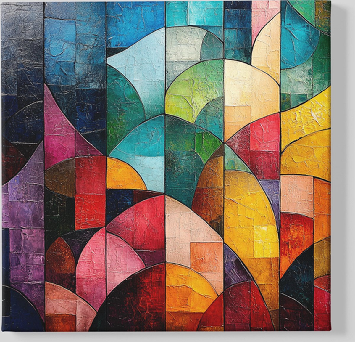 Trendex Global Canvas Schilderij - Abstract - Kleurrijk - Wanddecoratie - 100x100x2 cm