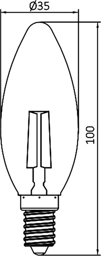LED Lamp E14 Kaars Filament - Kingtron - Amber 4W 360lm - 822 Zeer Warm Wit 2200K - C35 - Dimbaar | Vervangt 32W