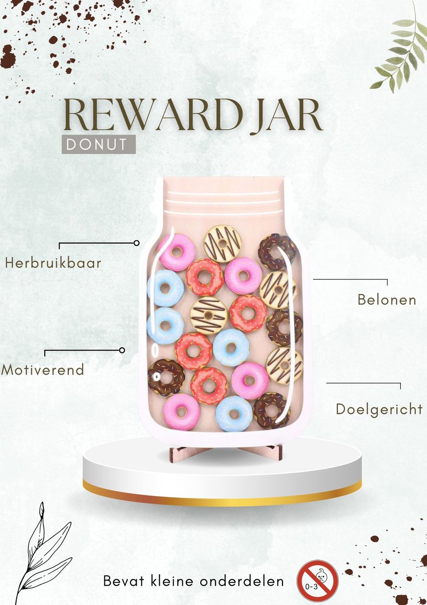 Goedkoopste Beloningspot - Kinderen Belonen - Zindelijkheid - Kind Beloningsysteem - Beloningssysteem - Reward jar - Klein kado - Donut - Sint kado - Kerst kado - 14 x 21 cm