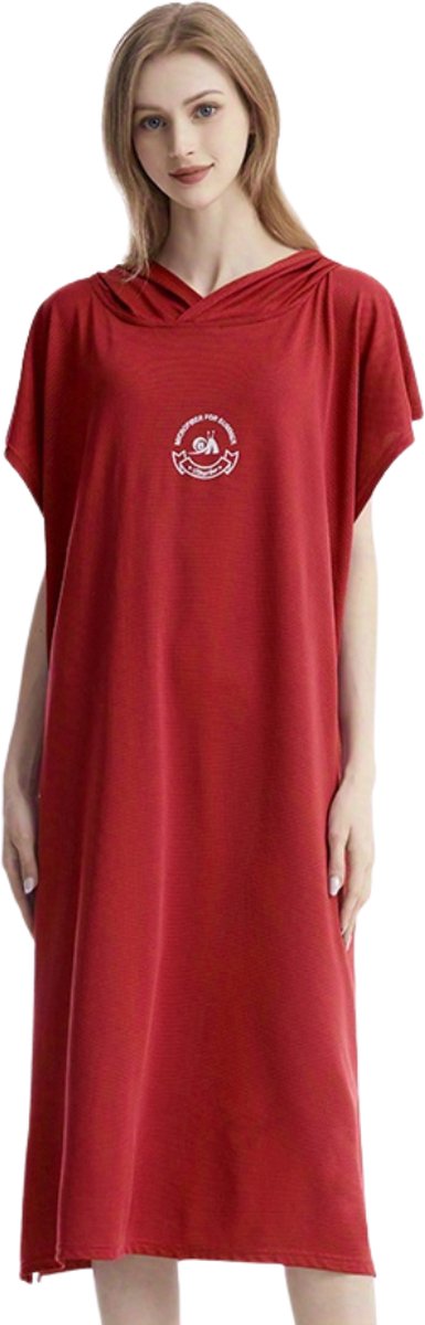 Bovista Surf Poncho Voor Volwassenen - Omkleed Handdoek Zacht - Dames & Heren - Rood
