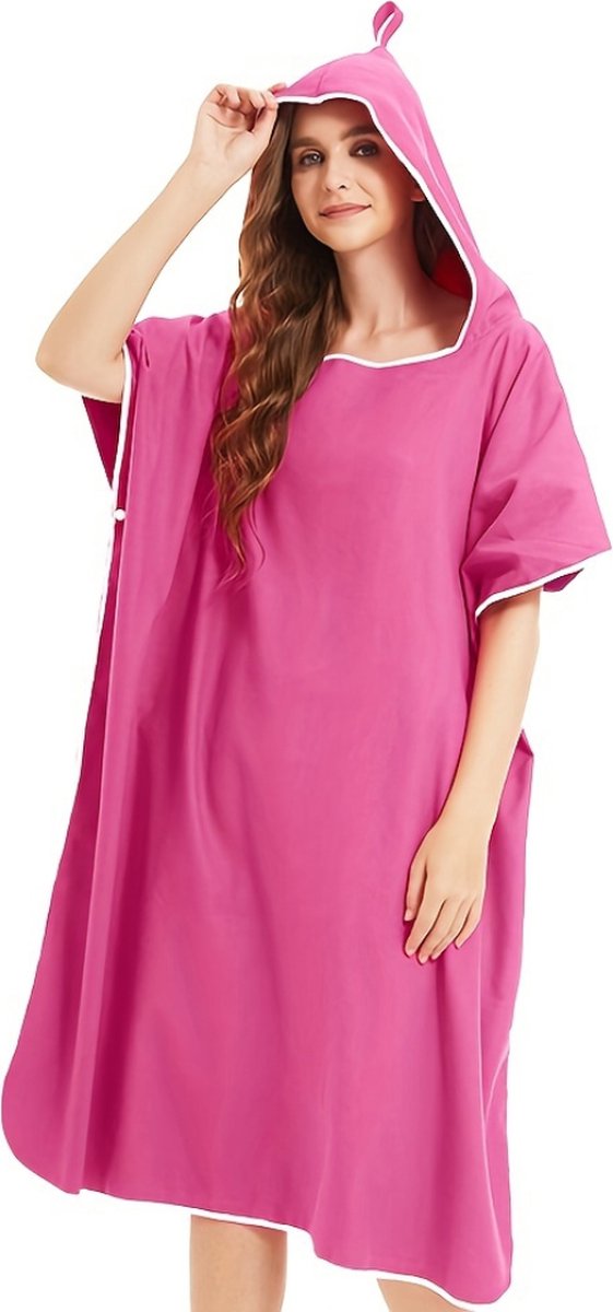 Bovista Surf Poncho - Omkleed Handdoek - Volwassenen - Dames & Heren - Zacht - Poncho - Roze