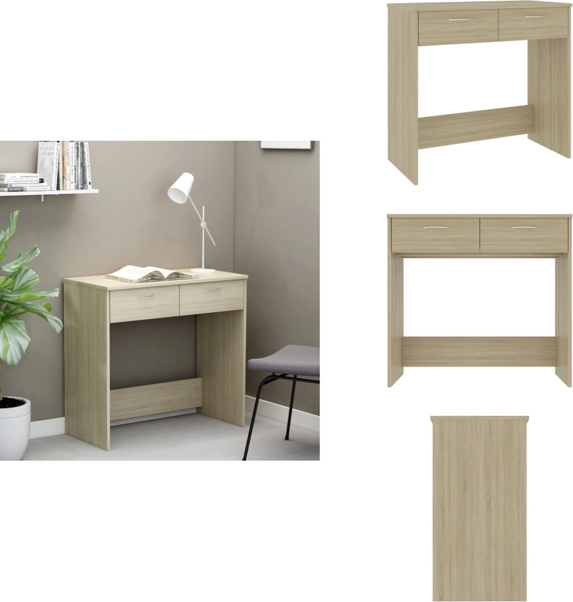 vidaXL Bureau 80x40x75 cm bewerkt hout wit, schrijftafel, schrijfbureau, studeerbureau, buro, schrijf bureau, schrijftafels, buro's, schrijfbureaus