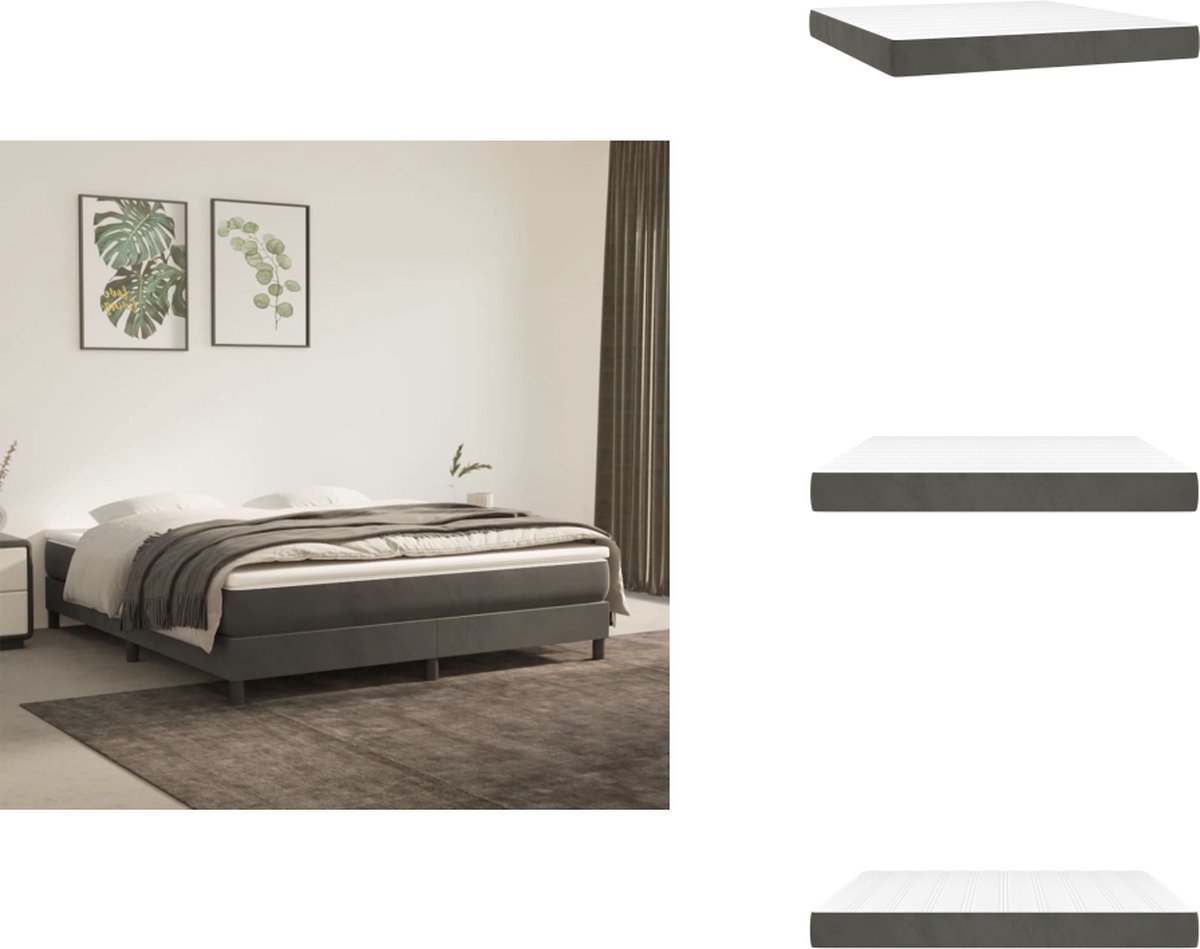 vidaXL Pocketveringmatras - Pocketveringmatrassen - Matras - Pocketvering Matras - Pocketveringmatras 180x200x20 cm fluweel donkergrijs