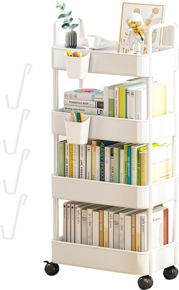 Multifunctionele Opbergkar op Wielen voor Kantoor, Badkamer en Kinderkamer