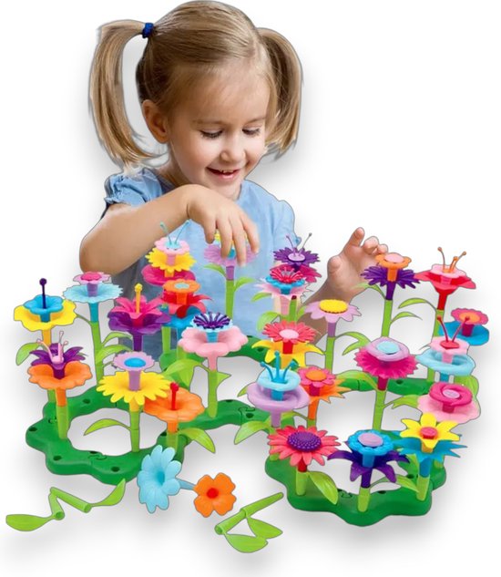 ISARA Leerzaam Bloemen Bouwpakket XL – 109 Onderdelen – Educatief Speelgoed – Montessori Speelgoed – Bevorderd Creativiteit – Leerzaam Speelgoed 3 Jaar – Bloemen Fijne Motoriek – Meisjes Speelgoed 4 Jaar / 5 Jaar / 6 Jaar – Bloementuin – Open Ended