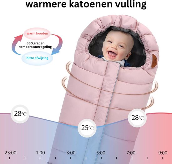 White-label Voetenzak Buggy - Kinderwagen Wiegdeken - Universeel - Roze van White-Label® — afbeelding 5