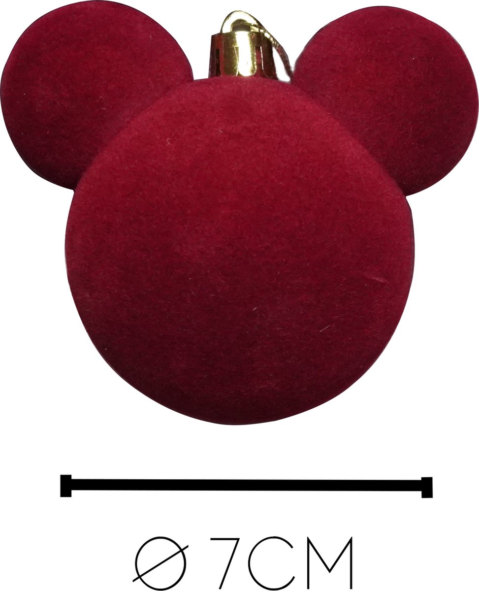 Disney Mickey ears velvet red kerstballen - 4st – foto 2