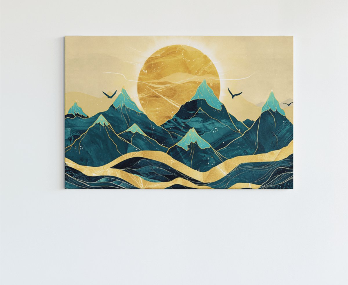 Trendex Global Canvas Schilderij - Abstracte Landschap - 90x60x2 cm Groen