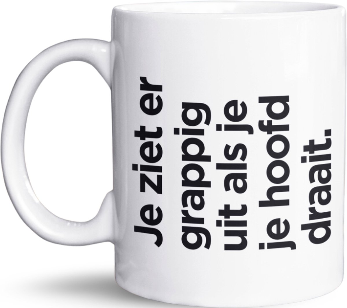 NietMokken.nl - Grappige Mok met Tekst "Je Ziet Er Grappig Uit Als Je Je Hoofd Draait" - Keramische Koffiemok 325 ml - Humor Mok - Perfect Cadeau voor Vrienden en Familie - Originele Beker voor Koffie of Thee