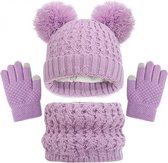 Ensemble Bonnet, écharpe Et Gants D’hiver Pour Enfants - Chaud, Doux Et écran Tactile Compatible - 8