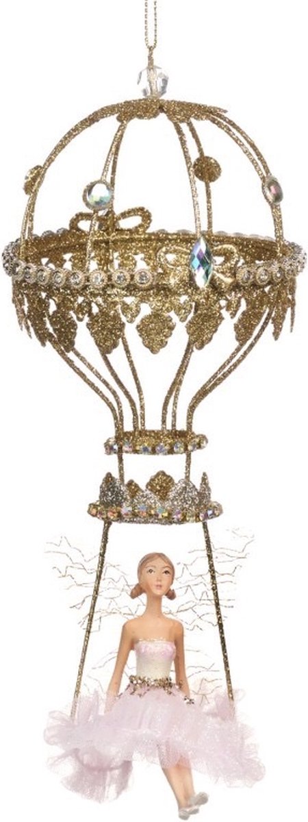 Goodwill - Fairy on metal hot air balloon - 22 cm - metaal/polyresin/textiel