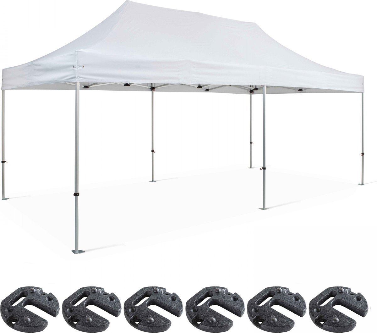Bol.com Oviala - Opvouwbare tent van 3x6m en 6 witte gewichtsankers - PRO 40 aanbieding