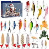 Adventskalender - kerstmis cadeau - Vissen - Kerstmis aftellen - Kunstaas set - Vissenaccessoires kit - Vis set - Kunstaas - Visaccessoires met 24 vakken - 24 verschillende kleuren/vormen vishaken