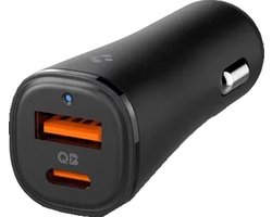 Spigen ArcStation Essential - 48W Autolader - 1x USB-C (30W) / 1x USB-A (18W) - Power Delivery (PD) - Quick Charge (QC) - PPS - DCP - AFC - FCP - SCP - Apple 2.4A - Zwart