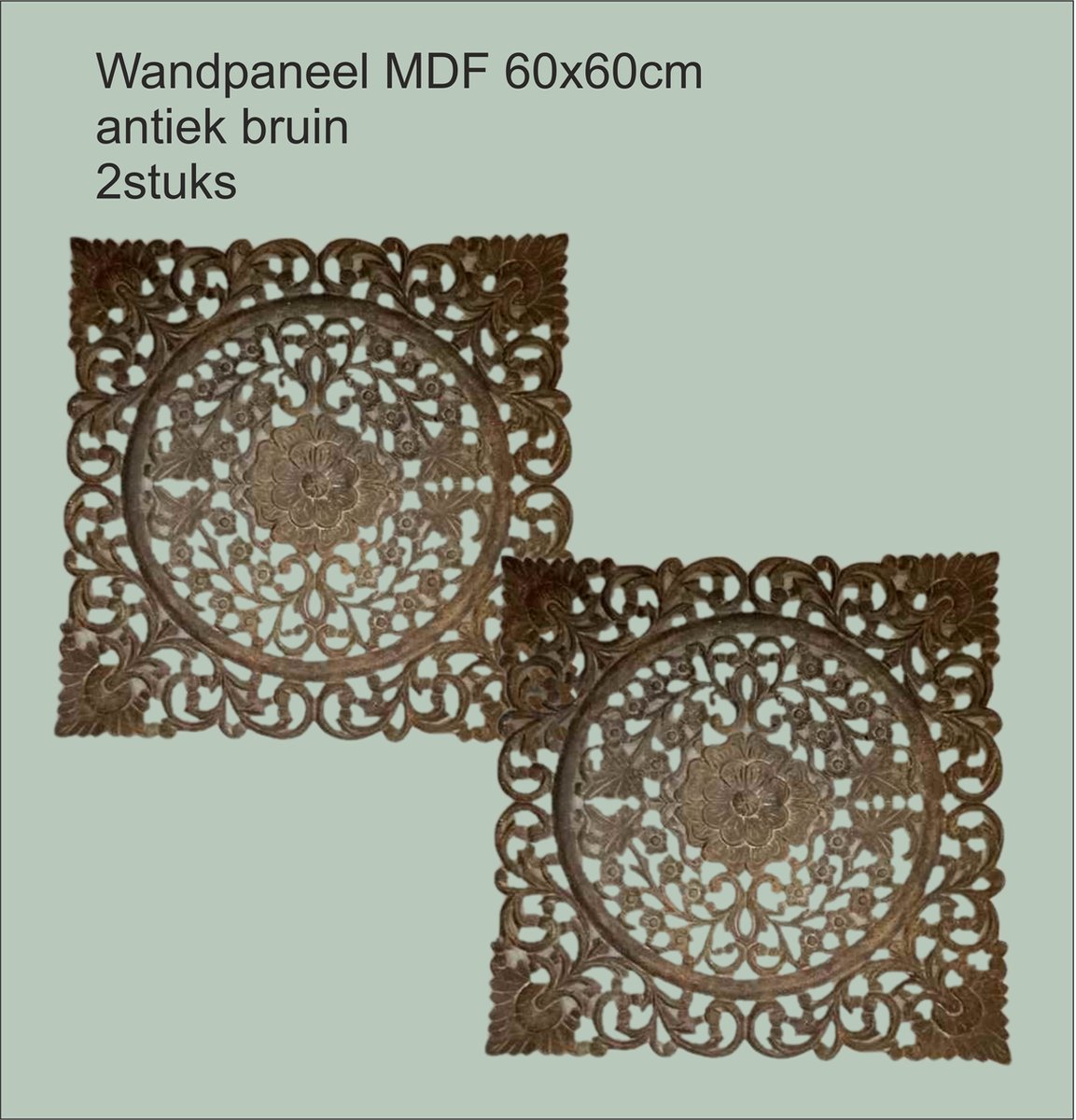 Wandpaneel MDF 60x60cm antiek bruin 2stuks