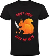 Ne plaisante pas avec mes noix | T-shirt homme | Noisettes | Animal | Écureuil | Rongeur | Merde | Drôle | Noir