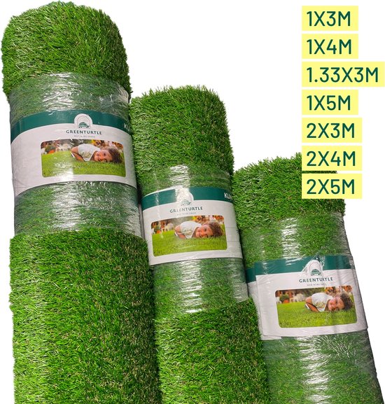 Green Turtle Kunstgras - Tapis de gazon - 200x300cm - 30mm - CENTRAL PARK LUXURY - Gazon Artificiel - Tapis de gazon pour extérieur et intérieur - Qualité très douce et réaliste - Kunstgras pour extérieur, jardin, balcon, terrasse ou coin de jeux