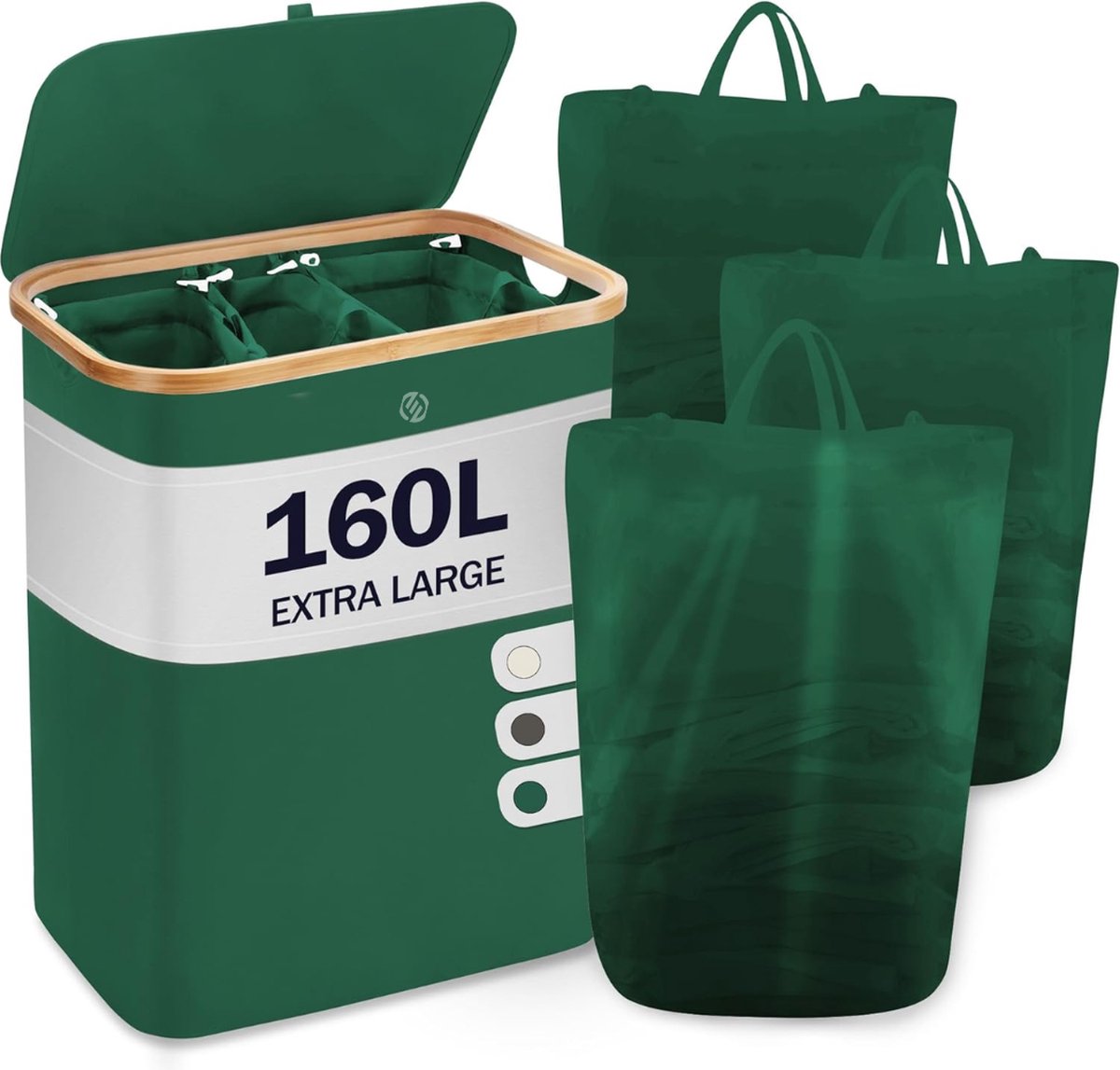 Goedkoopste Equivera Wasmand 3 Vakken - Wassorteerder - Driedelige Wasmand - Organizer Kleding - Laundry Basket - Wasbox