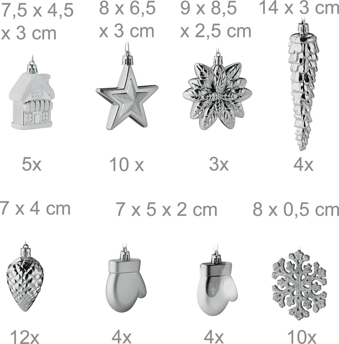 Kerstballen set van 100 - plastic - mat - glanzend - glitters - 10 designs - paars – foto 2