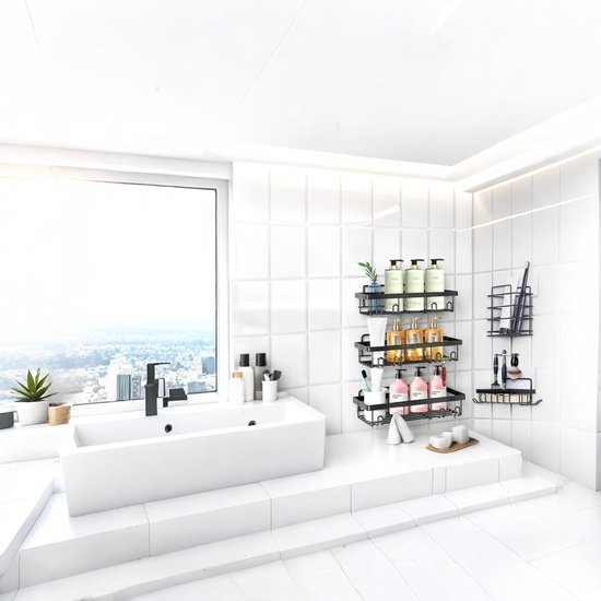 Set de 5 organisateurs de salle de bain élégants et peu encombrants sans Embouts avec 16 Crochet