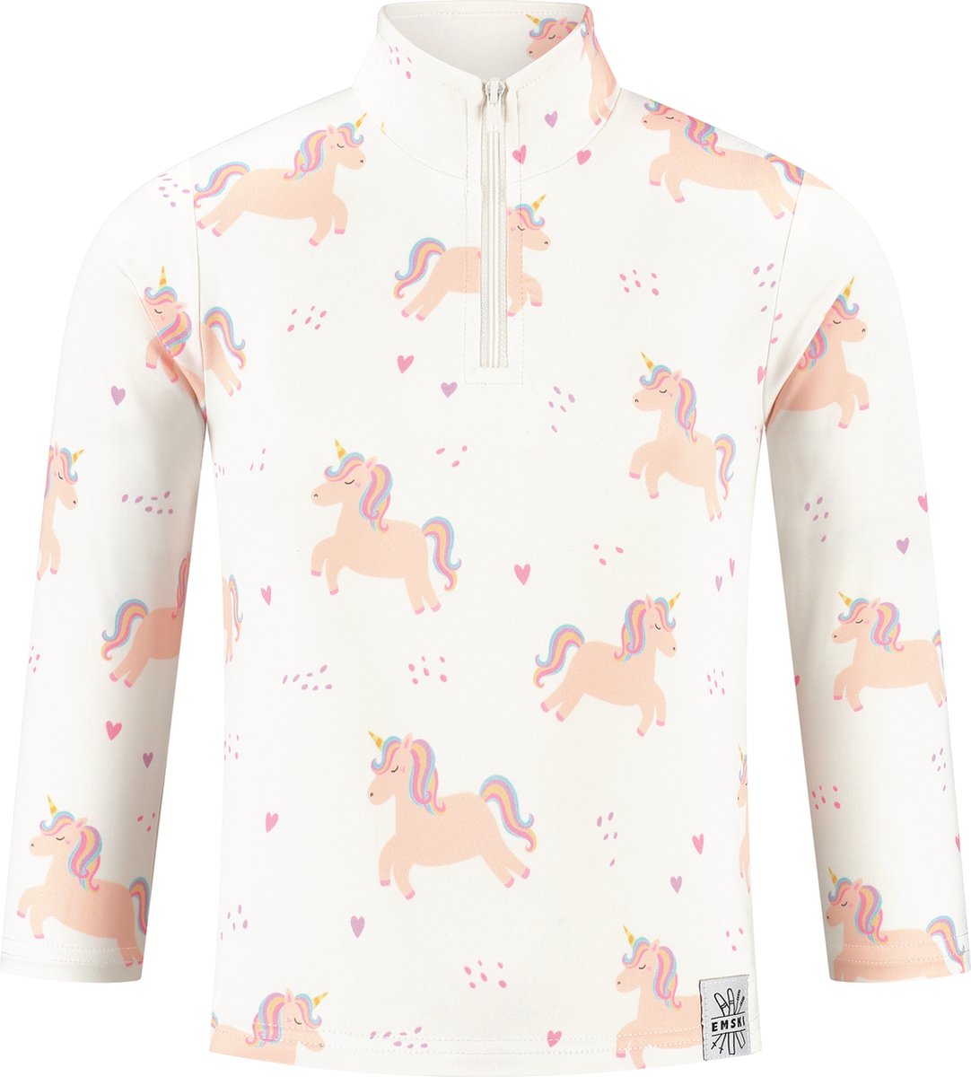Emski Skipully meisje trui met kwart rits voor onder de skijas Unicorn voor kinderen Roze