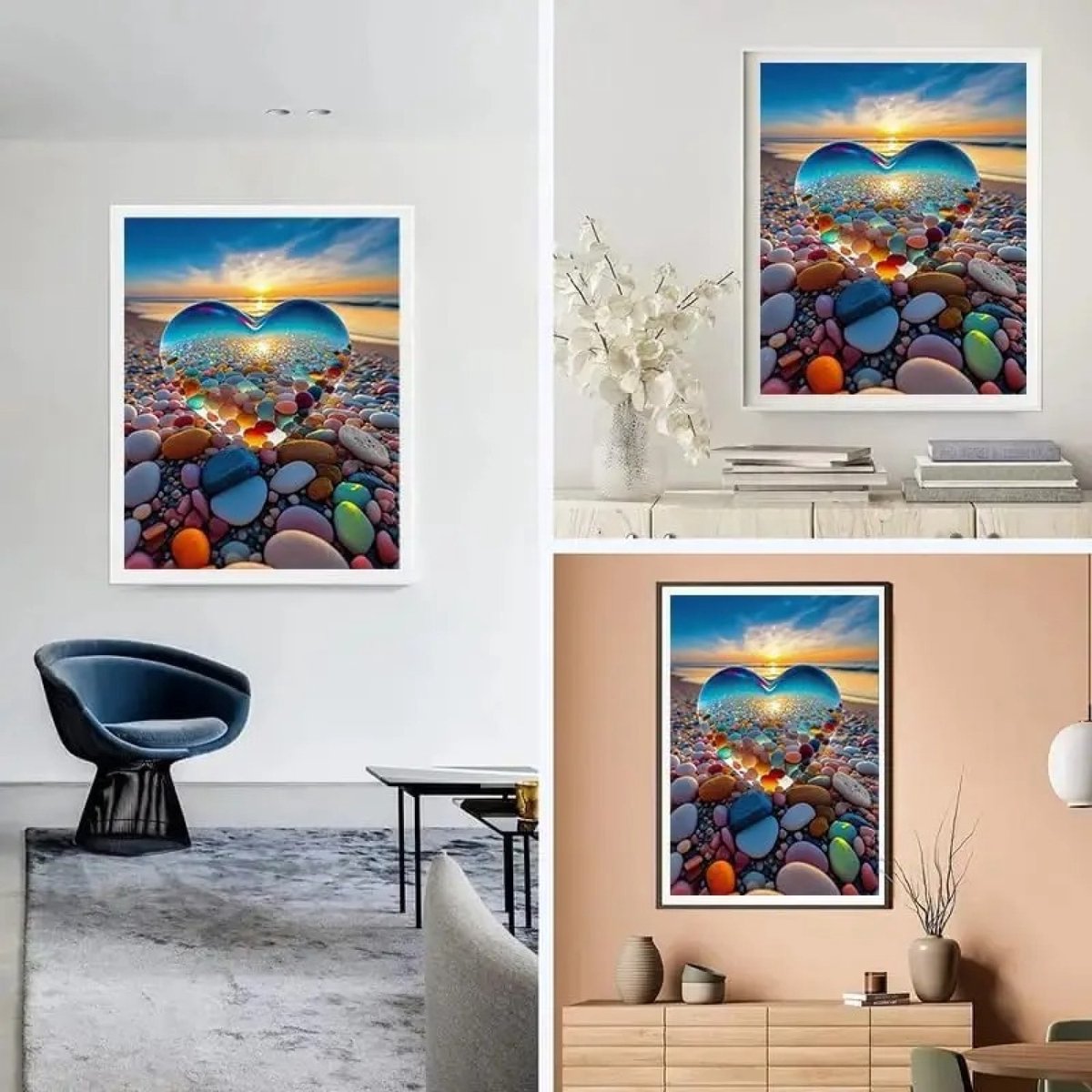 Huntex Diamond Painting Volwassenen - Diamond Painting Kinderen - Diamond Painting Pakket Volledig - Glazen Hart Strand - 30x40 cm — afbeelding 5