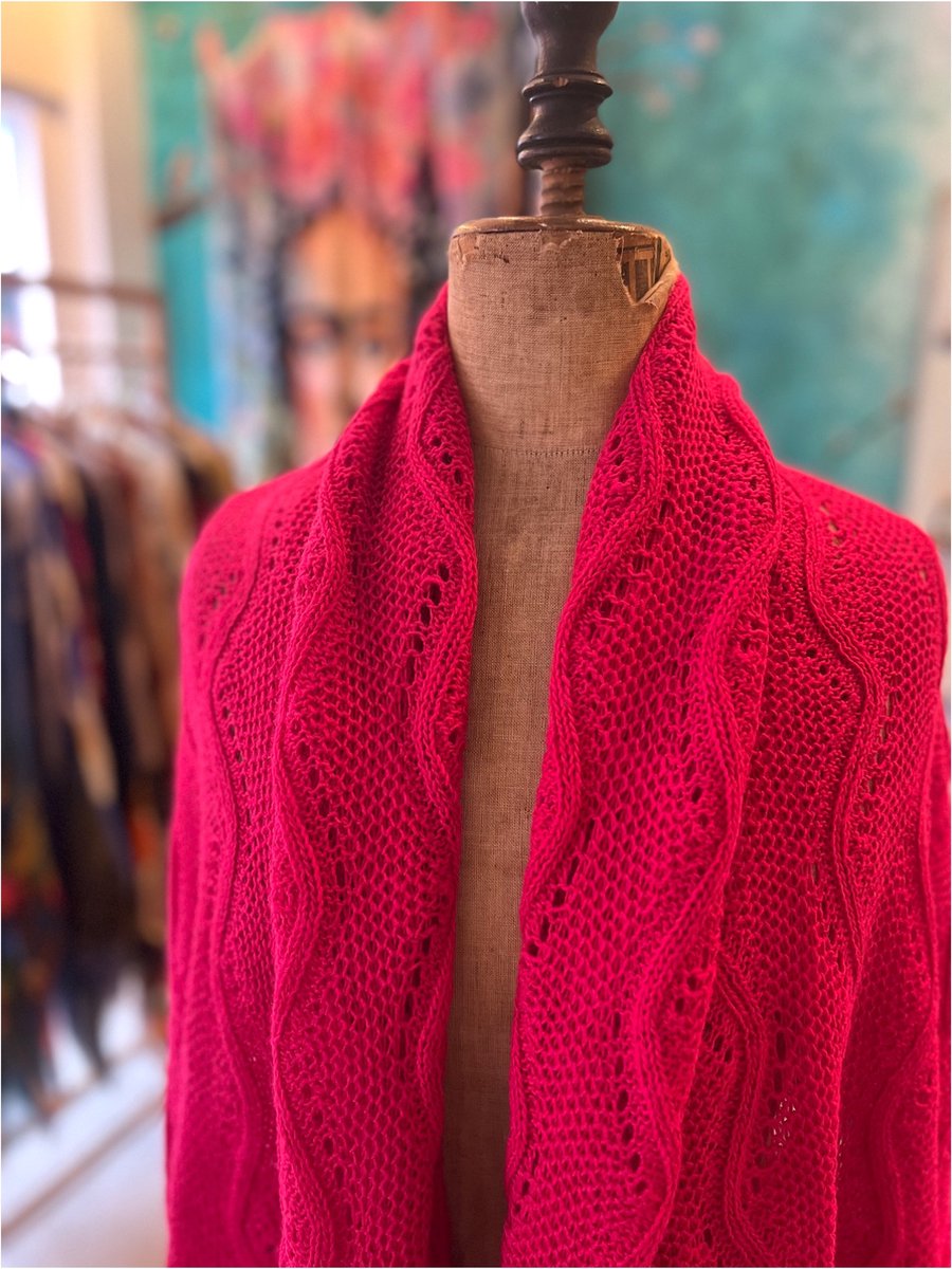 Lovely Scarfs, ajour gebreide dames shawl, roze, warme sjaal, omslagdoek, stola sjaal, grote shawl, elegante shawl, cerise roze
