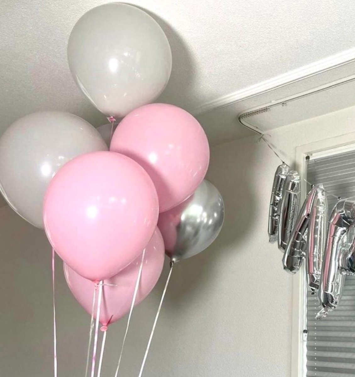 Luna Balunas 50 Stuks Roze Ballonnen Grijs Zilver Helium Babyshower Geboorte communie - Verjaardag Versiering FSC - Eco Friendly Communie Lentefeest — afbeelding 4