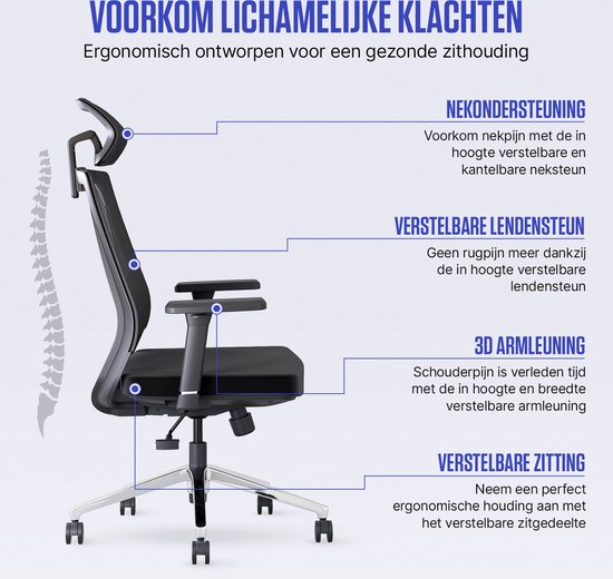 Stane Ergonomische Bureaustoel Office Chair - Bureaustoelen voor Volwassenen Computer Stoel