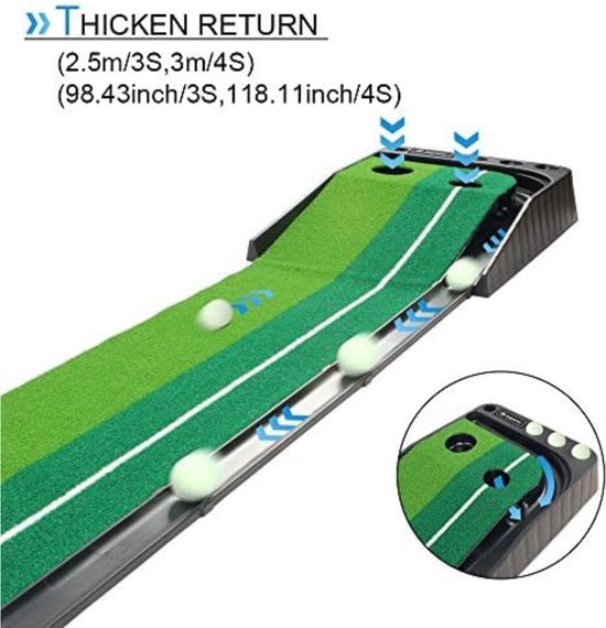 Putting Mat Golf - Putting Mat - Inclusief 3 golfballen - 304cm - Inclusief retourbaan - Putting Green - Golf - Training — afbeelding 2