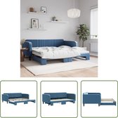 The Living Store Canapé lit 2 en 1 - 223x110x75 cm - Velours Blauw