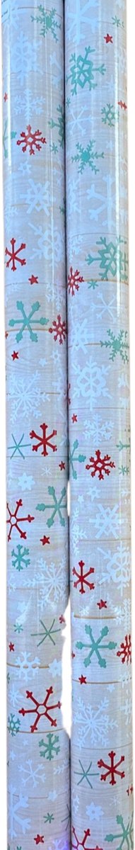 FESTIVE GIFTS Inpakpapier - Cadeaupapier - 200 x 70cm - 2 rollen - Kerst - Luxe Cadeauverpakking - Kleurrijk
