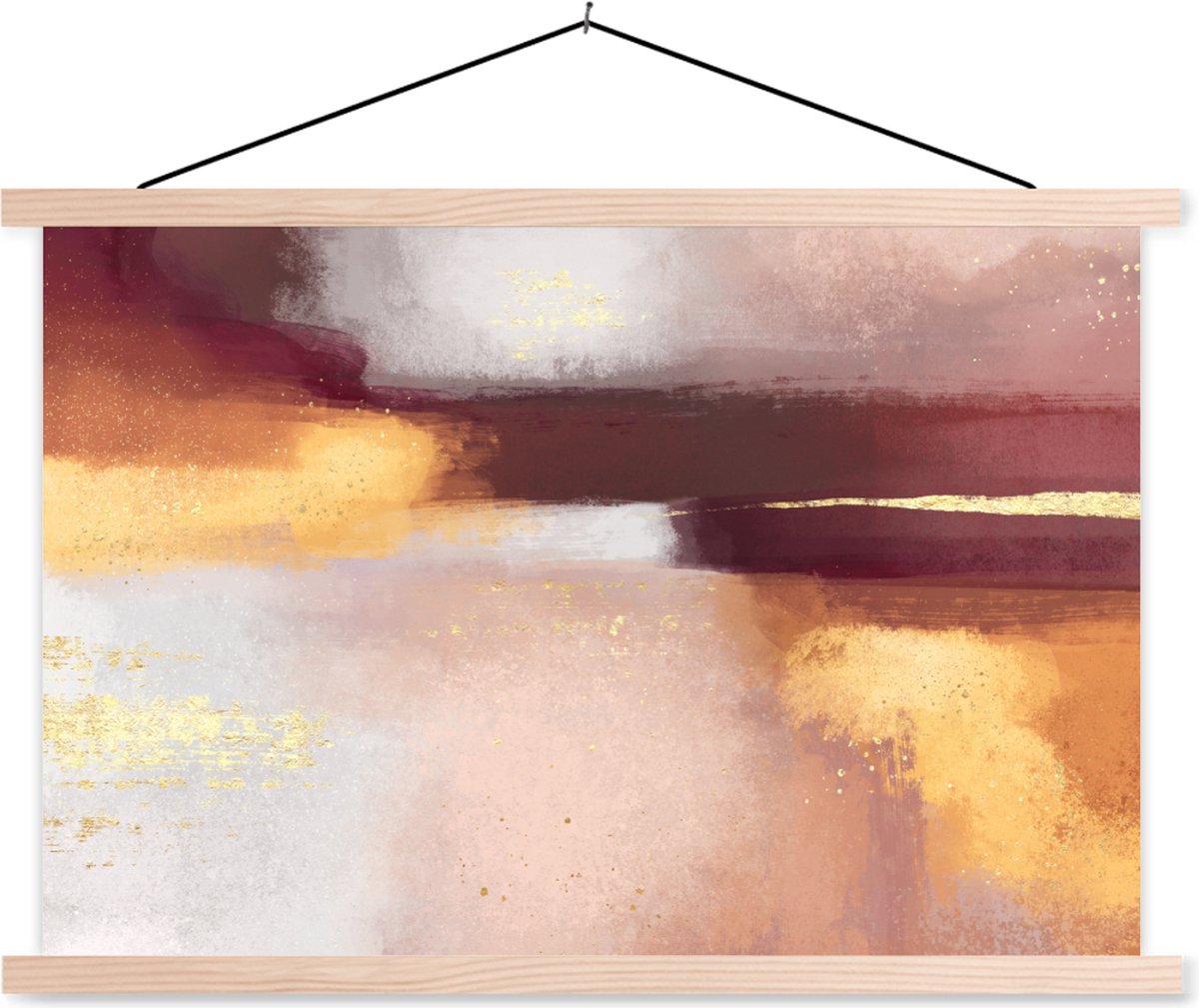 Posterhanger incl. Poster 90x60 cm - Schoolplaat - Verf - Abstract - Pastel - Textielposte