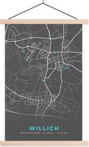 Porte-affiches avec affiche - Affiche scolaire - Plan de la ville - Carte - Willich - Blauw - Allemagne - Plan d'étage - 60x90 cm - Lattes vierges