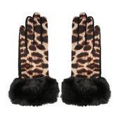 Zachte dames handschoenen Leopard Fur|Zwart Bruin|Luipaard print nepbont|warme handschoenen