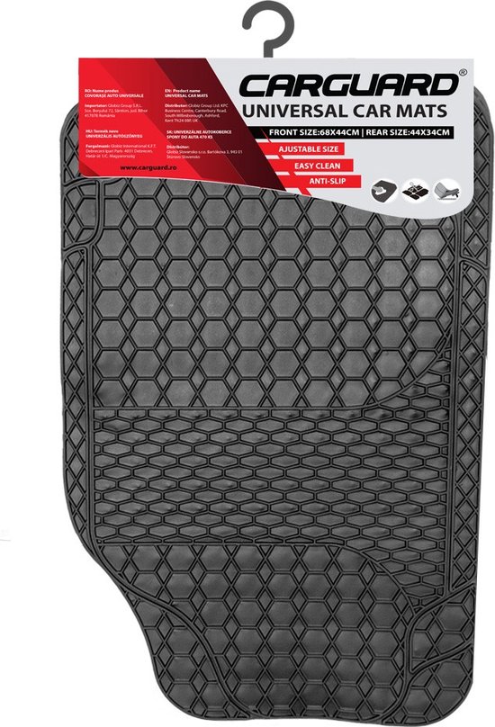 eSituro Auto vloermatten Universele automatten Rubbermatten Rubber matten Snijautoteppiche Set Zwart