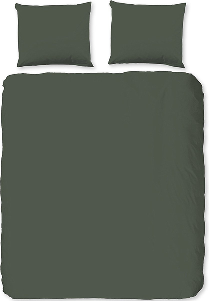 Zavelo Basic Uni Dekbedovertrek Olijfgroen-Lits-jumeaux (240 x 200/220 cm)