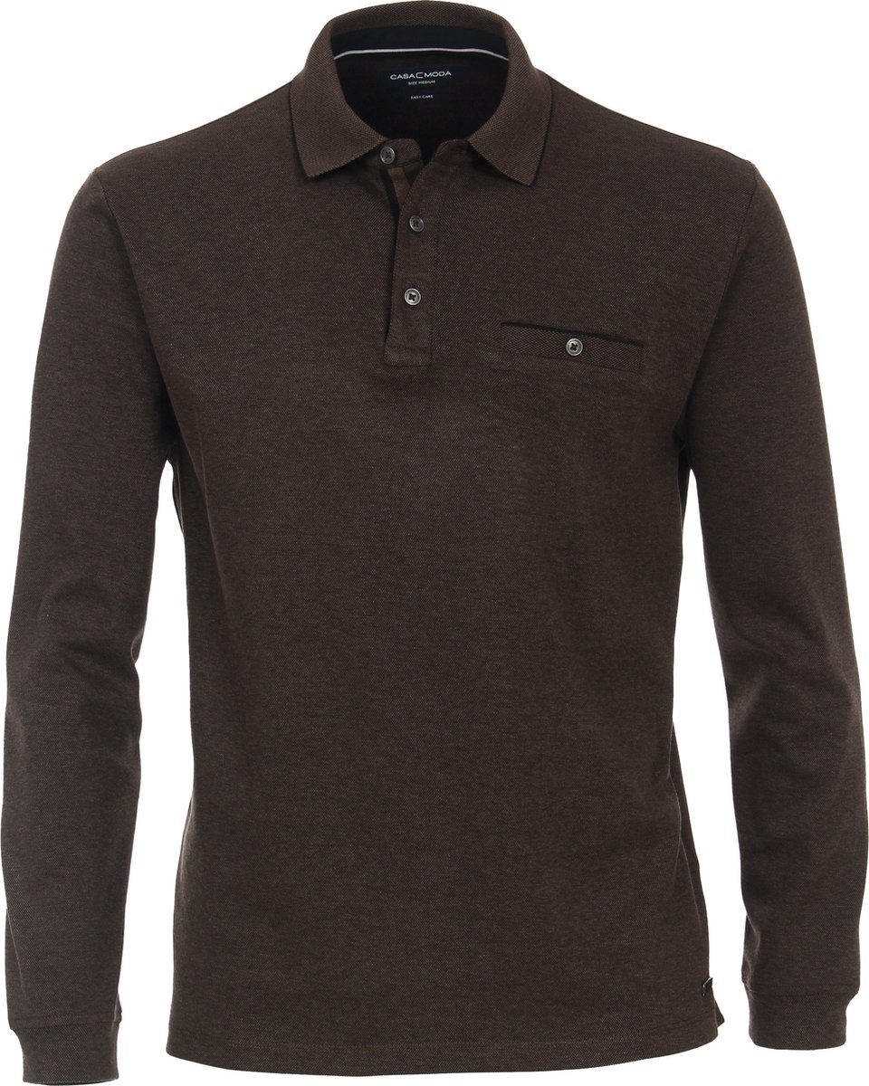 Casa Moda Polo LS Bruin - Maat 5XL - Heren - Longsleeve polo