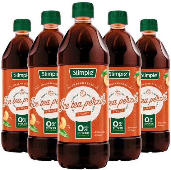 Slimpie Siroop Ice Tea Perzik - 5 x 650 ml - Voordeelverpakking
